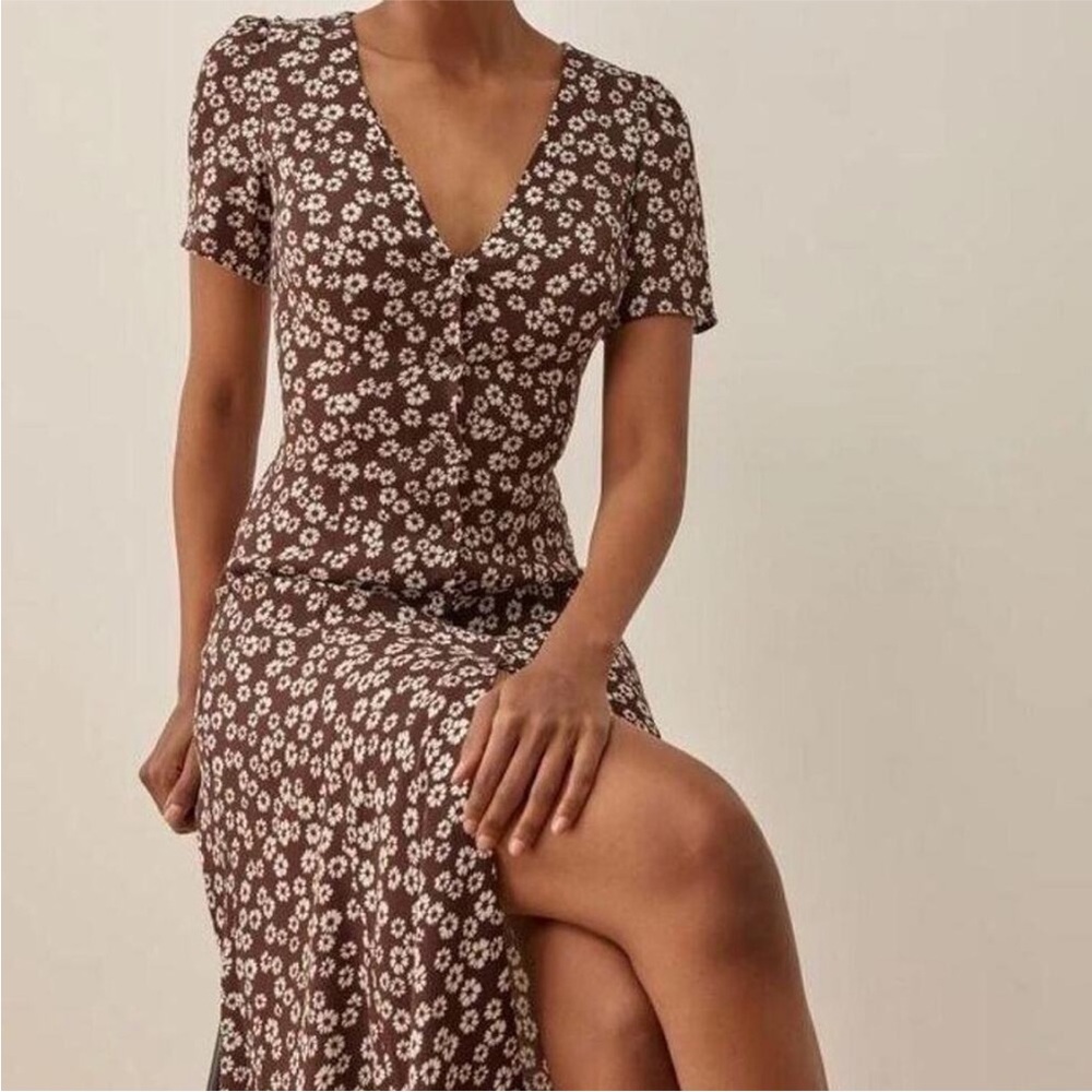 Reformation Chocolate Floral Dress